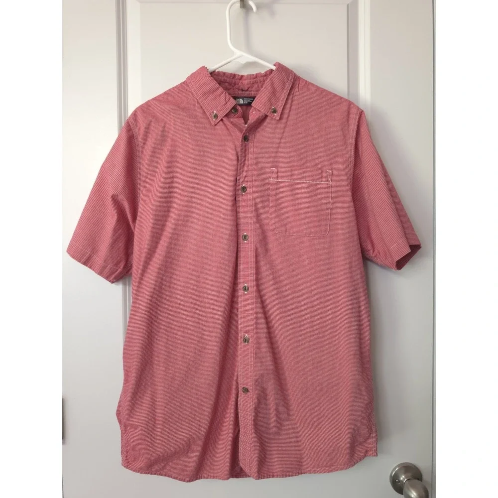 The North Face Cotton Striped Button-Down Shirt Short Sleeve Size M
